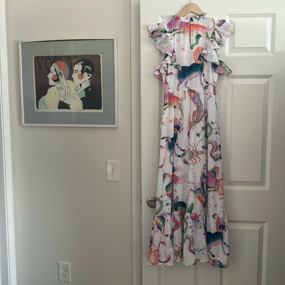 Banjanan dress NWT midi size S/XS Whimsical goat lion rabbit eagle MSRP$380 - Picture 6 of 17